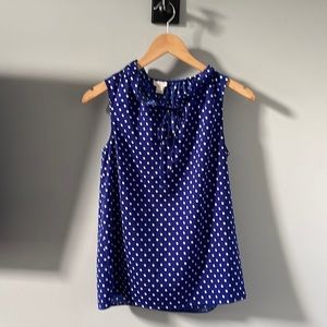 J. Crew Blue Polka Dot Blouse